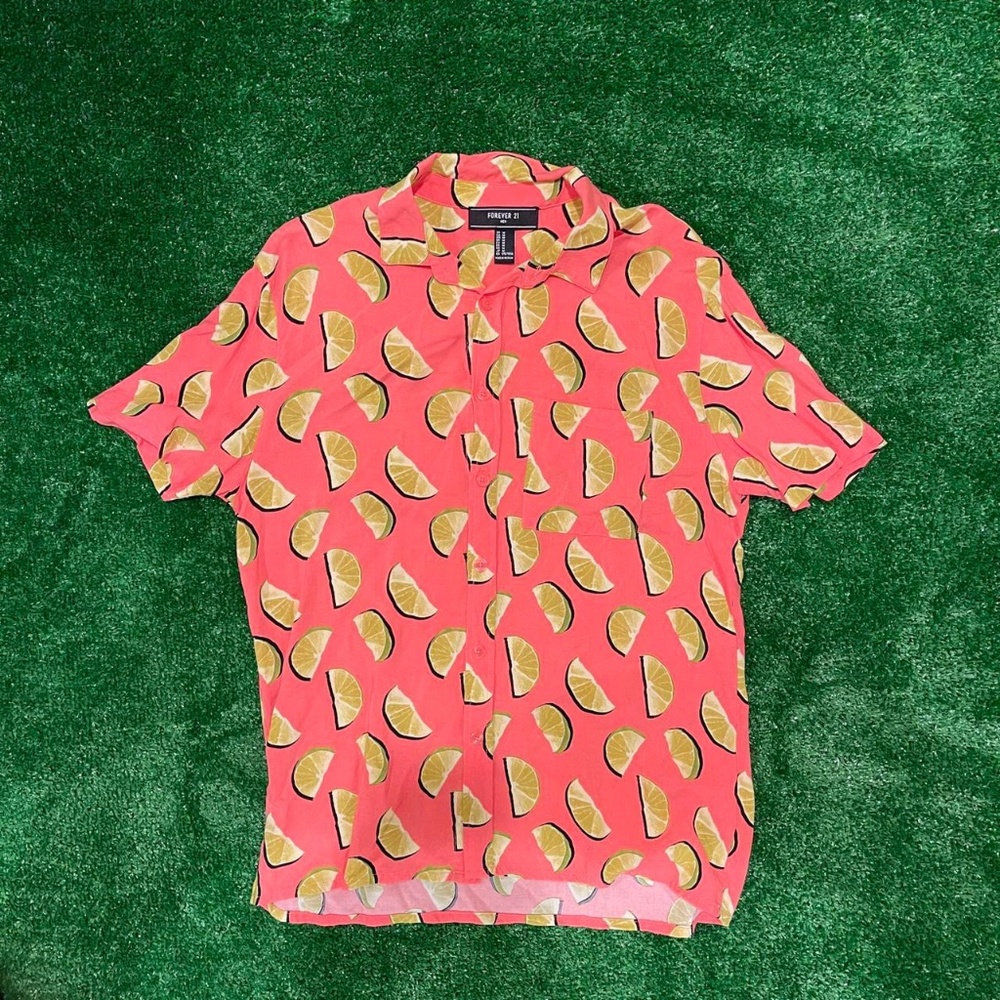 Coral Button Up with Limes